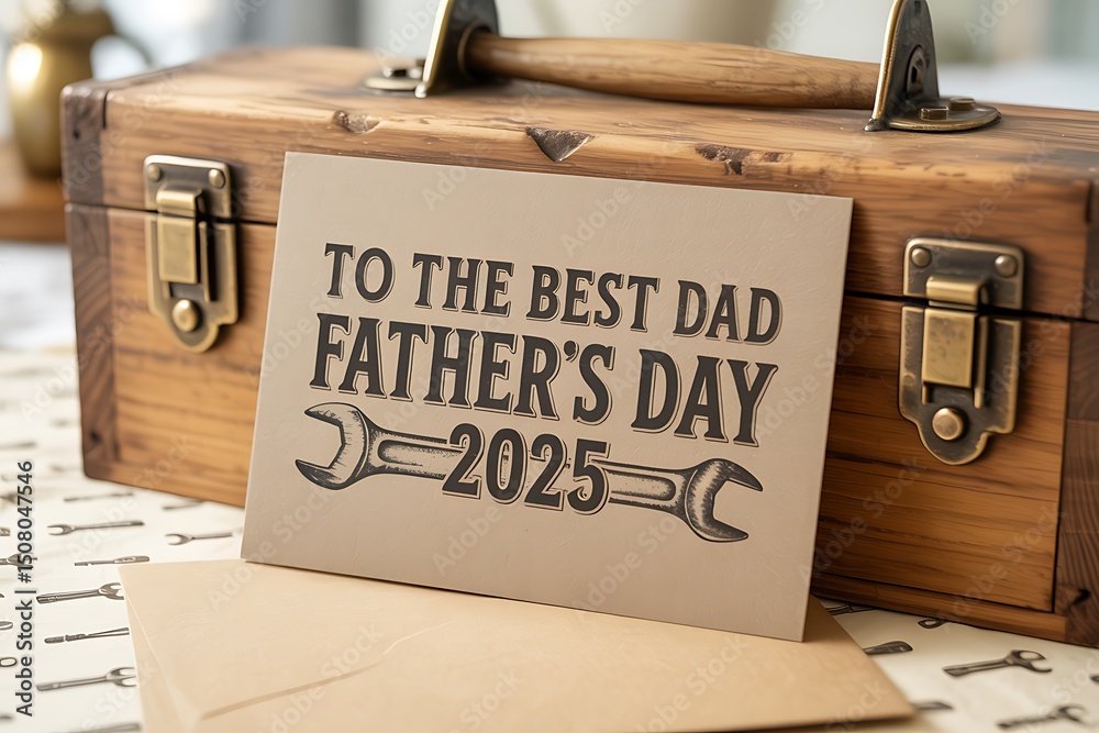 Fathers Day 2025 Card Best Dad Wrench Gift Box,