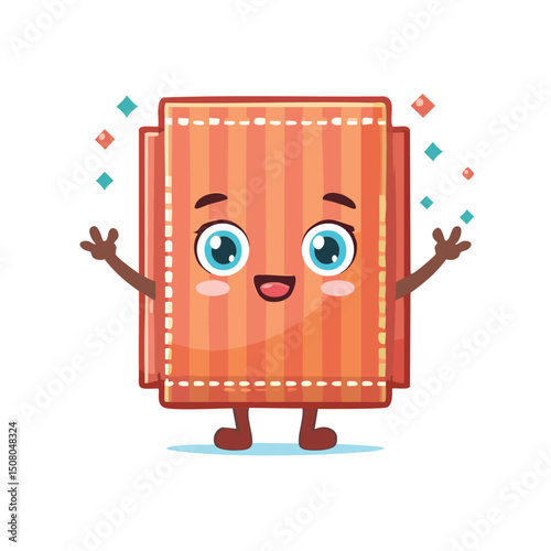 Kitchen towel in cute cartoon character style with expressive face and limbs.