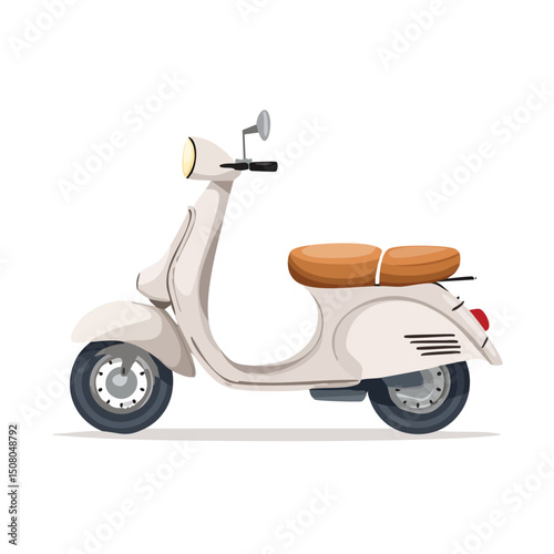 Scooter in cute cartoon character style with expressive face and limbs.