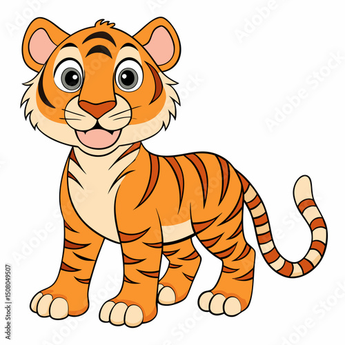 Canvas Print tiger, animal, cartoon, cat, illustration, vector, wild, mammal, zoo, wildlife,