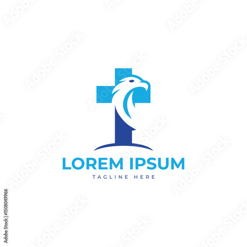 Church eagle cross logo design for religious Christian believers spirituality wellness care  