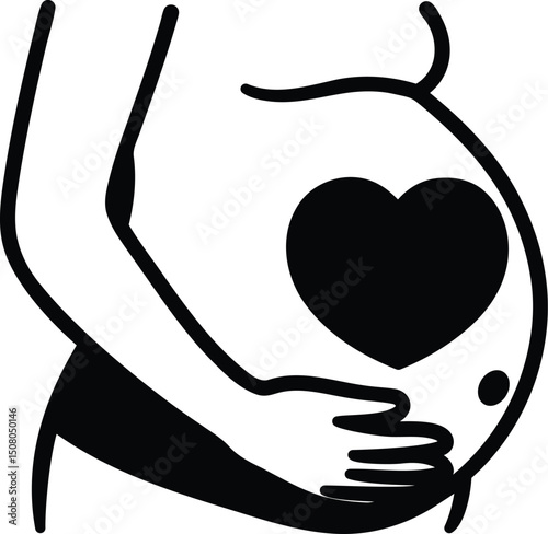 Pregnant person vector logo illustration, pregnant person line art vector, pregnant person silhouette vector illustration icon design