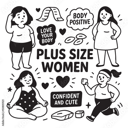 Body Positive Plus Size Women Illustration