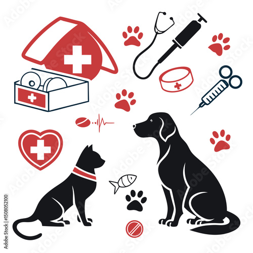 Pet Care and Veterinary Vector Set