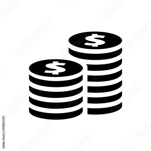 Coins Stack Silhouette Icon Design