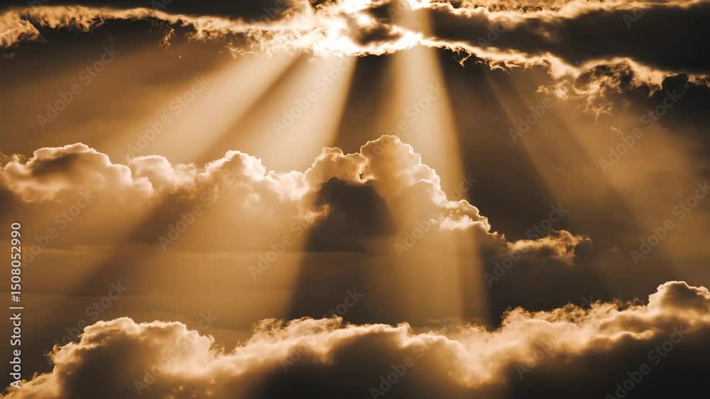 4K video of the sun emerging through thick clouds, casting dramatic light and shadow across the sky. Perfect for nature, weather, sunrise, and atmospheric themes.