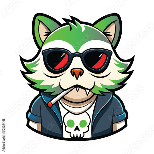 37 Vactor mascot skull cat with sigarat sunglass skull with horn glasses Skull with Truck cap Fiery skull Green tusked monster  