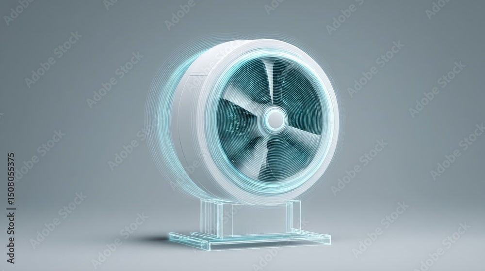 Naklejka premium A modern transparent fan showcasing innovative design and functionality.