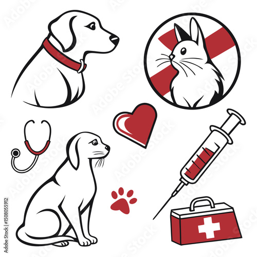 Pet Care and Veterinary Vector Set