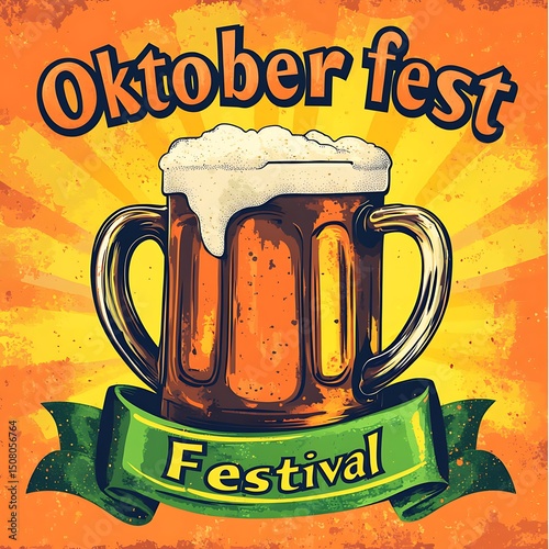 Oktoberfest festival poster with a beer mug.