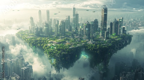 A futuristic city where businesses operate without creating landfill waste 