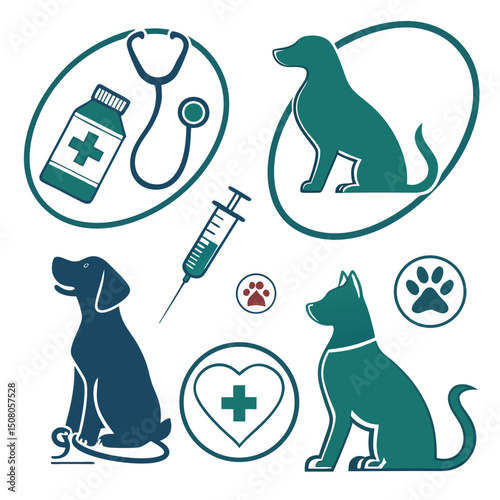 Pet Care and Veterinary Vector Set