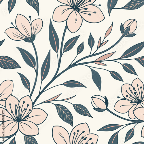Floral pattern. Background with palnts. Wallpaper