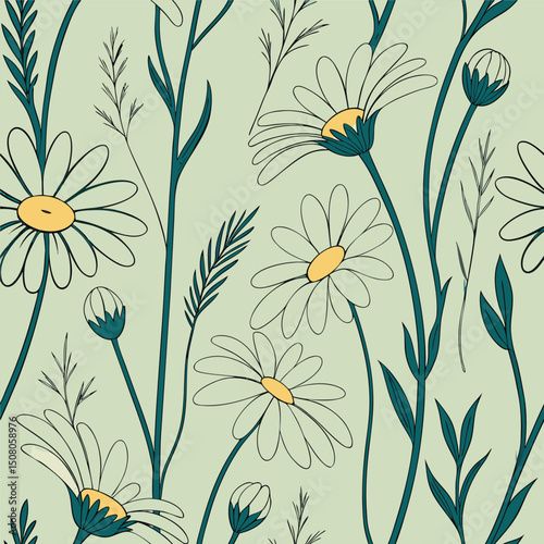 Floral pattern. Background with palnts. Wallpaper