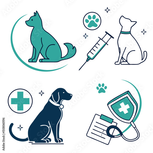 Pet Care and Veterinary Vector Set