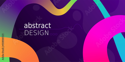Color wavy shapes design. Bright gradient banner template, rainbow swirl ribbons, squiggly lines, twisted curves, geometric graphic, minimalistic background, qualitative vector concept