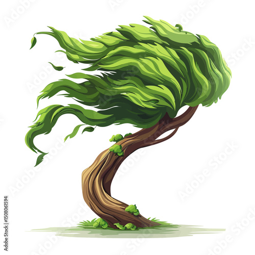Windblown isolated white background 