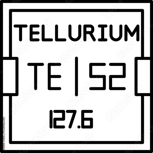 Tellurium (Te) vector icon representing atomic number 52. Perfect for educational materials, scientific infographics, and digital chemistry tools.

