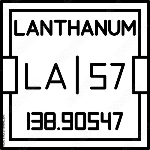 Lanthanum (La) vector icon representing atomic number 57. Ideal for science education, periodic table visuals, and digital chemistry tools