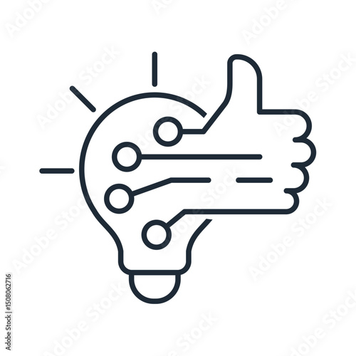 Technology progress, advance. New, best electronic innovation. Vector linear illustration icon isolated on white background.