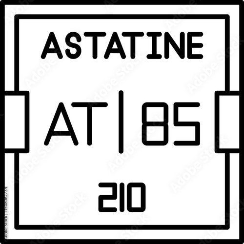 Astatine (At) vector icon with atomic number 85. Rare halogen element designed for use in chemistry diagrams, science education visuals, and digital periodic table projects