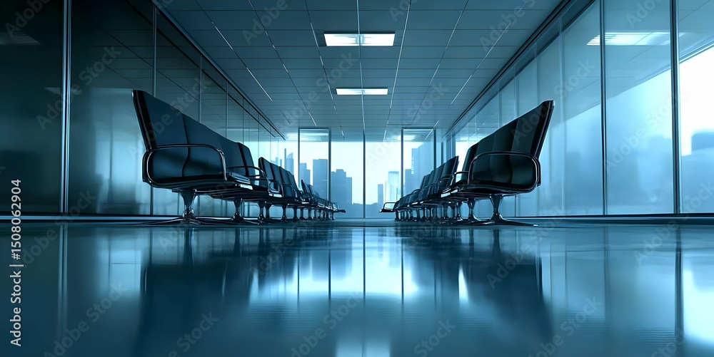 custom made wallpaper toronto digitalModern Empty Office Corridor With City View
