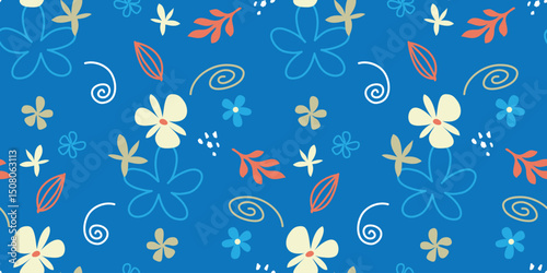 Trendy fabric pattern with mini flowers. Summer print. Fashion design. Randomly scattered motif. Light blue terracotta. Elegant template for fashion print. Suitable for fashion, textile, fabric, wrapp