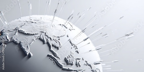 3D Metallic Map With Radial Line Bursts