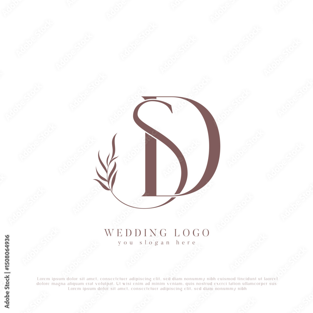 Obraz premium Elegant SD Wedding Logo with Initials and Floral