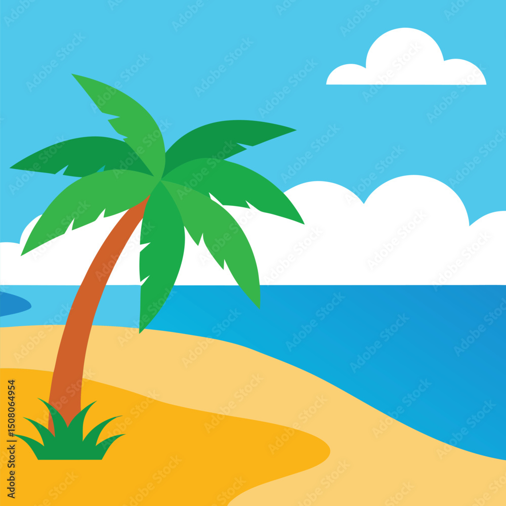 Obraz premium tropical beach with palm trees