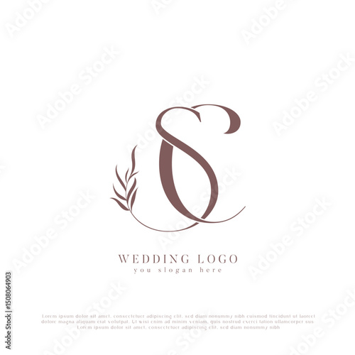 Elegant SC Wedding Logo with Initials and Floral