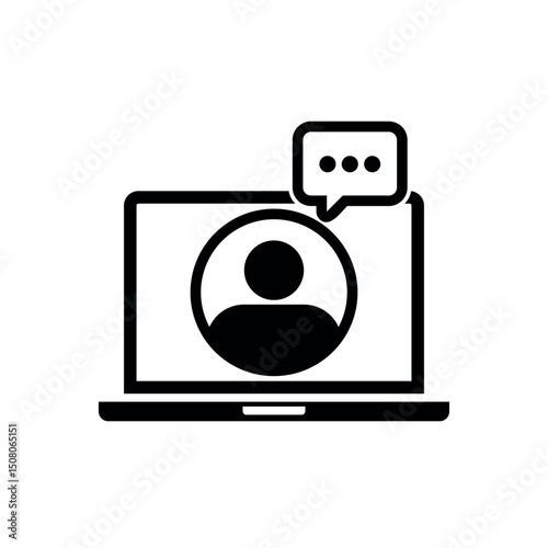 Chat icon inside laptop.