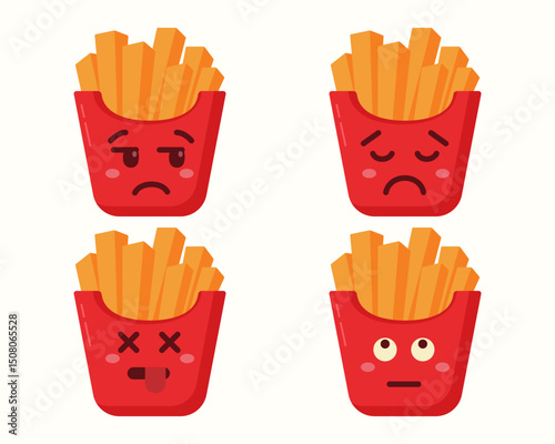 Cute french fries emoticons icons