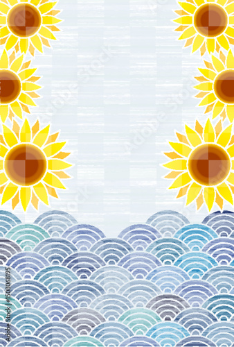 向日葵　和柄　花　背景