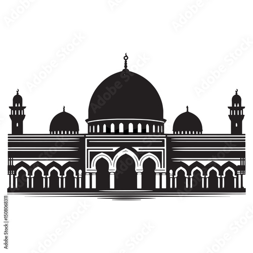 This vector illustration shows the Taj Mahal, a famous marble mausoleum and landmark in Agra, India, representing Mughal architecture and Asian tourism
