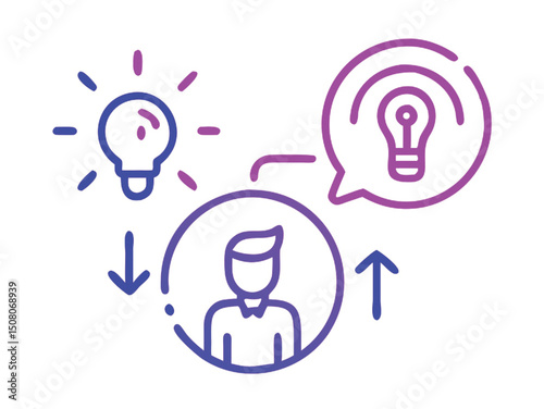 This vector illustration depicts a creative lightbulb idea, symbolizing business innovation, power, and the spark of success