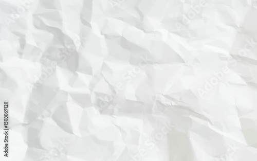 surface of crumpled paper is white. Paper texture Crumpled White. Top view.