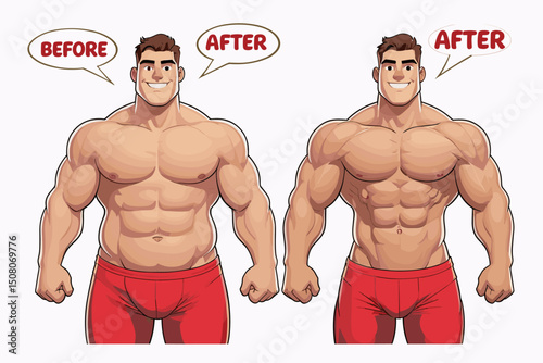 Weight Loss Transformation: Before and After Male Body Illustration