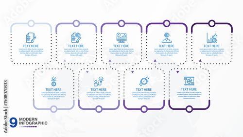 Square infographic with 9 process.