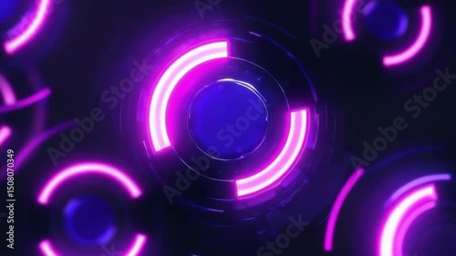 Vibrant Purple Circular Shapes with Dynamic Neon Lights, Abstract Futuristic Design & Hypnotic Kaleidoscopic Patterns – Video Download
