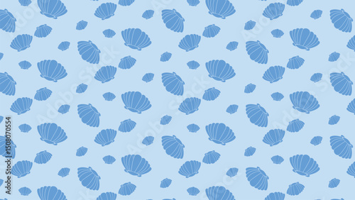 Shells seamless pattern. Summer theme background. For prints, clothes, packaging, wallpaper and other purposes.