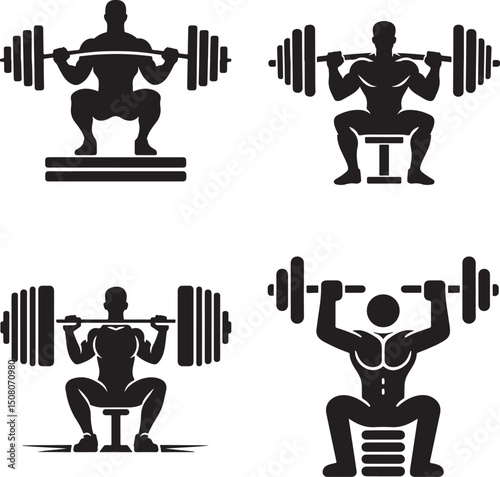 A weight lifter icon black silhouette vector illustration art