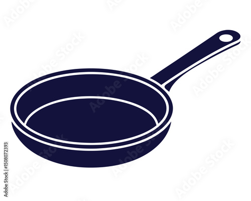 Simple Navy Blue Skillet Illustration on a White Background