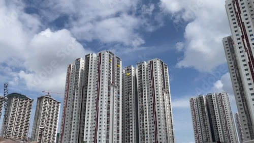 High rise luxury apartment and skyscapers under construction	