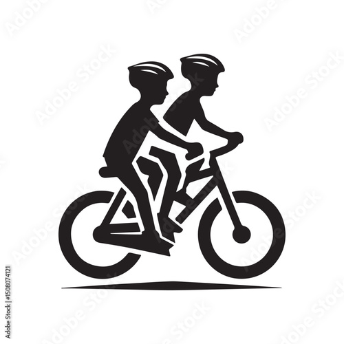cycling vector silhouette clip art logo design illustration