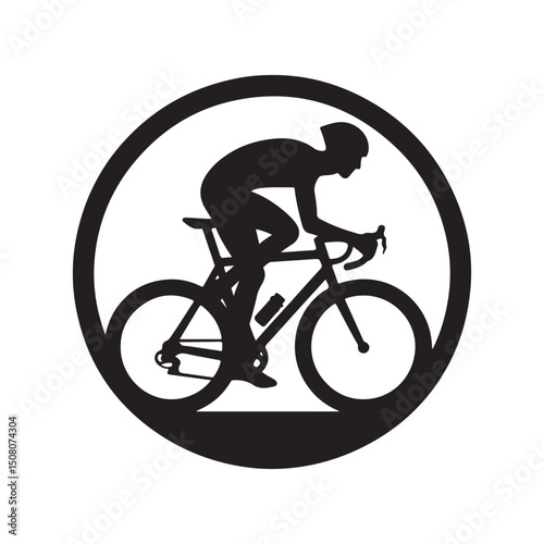 cycling vector silhouette clip art logo design illustration