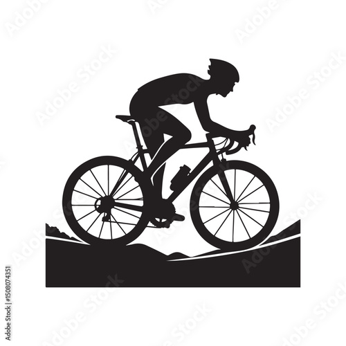 cycling vector silhouette clip art logo design illustration