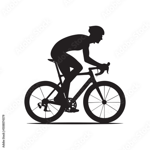 cycling vector silhouette clip art logo design illustration