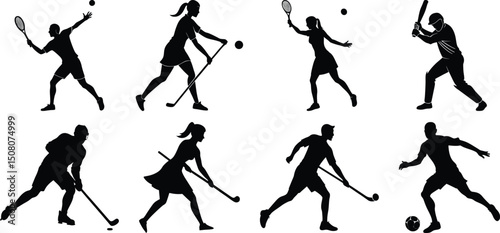 Set of vector silhouettes of people in sports. Human sports activities
