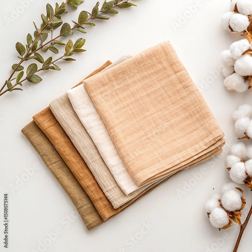 Cotton muslin burp cloths earthy tones